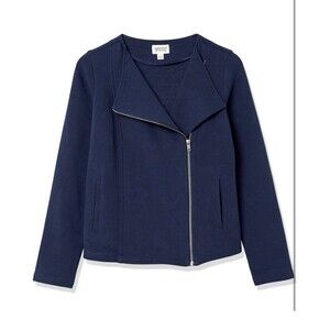 The Drop Caralyn Moto Long Sleeve Zip Up Jacket Navy Size XXS NWT